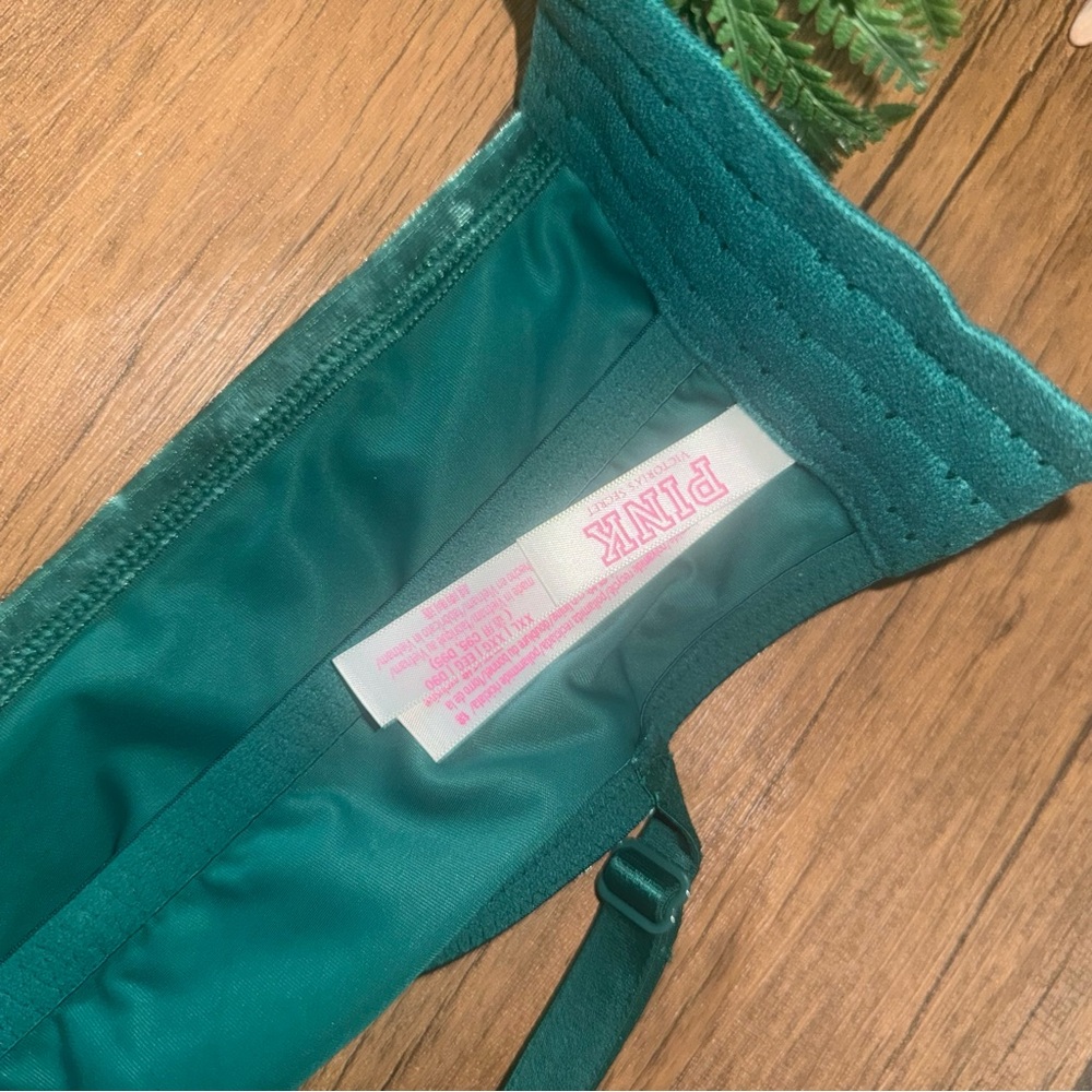 PINK Victoria's Secret Emerald Velvet Bralette Tank Top - Picture 4 of 4